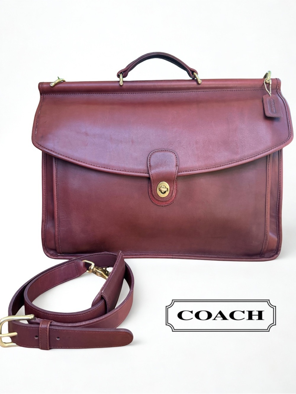 Vintage Coach Beekman Briefcase 5266 Rare Burgundy Leather Messenger Bag USA